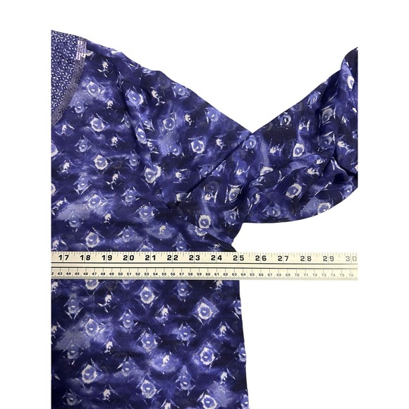 Chico's Purple Sheer Chiffon Split Neck 3/4 Sleeve Tunic XL Size 3 Sequins Boho - Picture 4 of 10